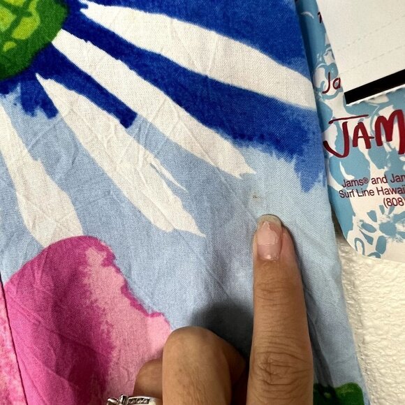 Jams World Hawaii Ravishing Floral V-Neck Rayon Tank Dress Womens Small STAINS - Picture 10 of 11